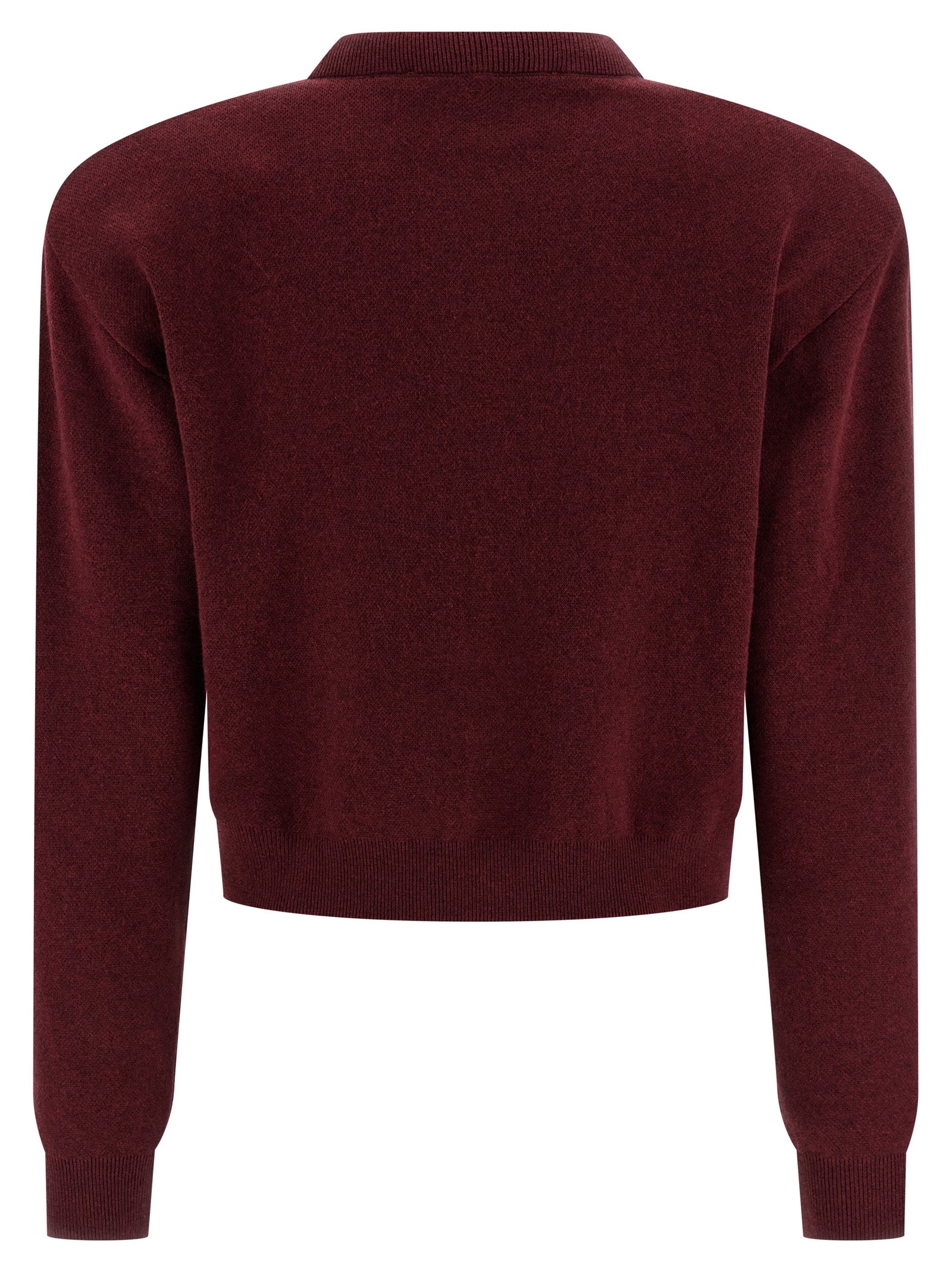 Cardigan by ROTATE BIRGER CHRISTENSEN for women in cashmere cotton blend bordeaux features a nuanced silhouette with a refined crew neckline and nuanced detailing for a sophisticated look.