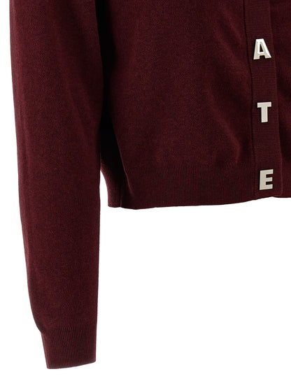 Cardigan by ROTATE BIRGER CHRISTENSEN for women in cashmere cotton blend bordeaux features an impeccable silhouette, showcasing a sophisticated and detail for a truly impeccable finish.