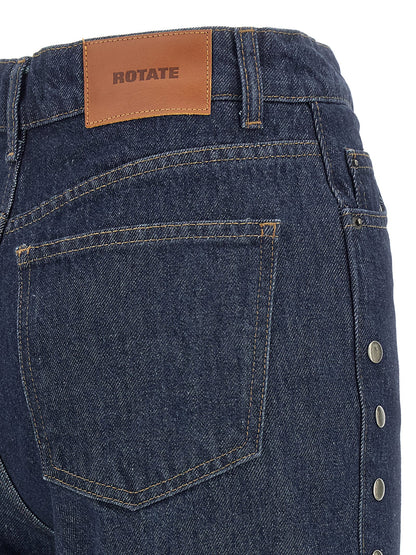 Jeans by ROTATE BIRGER CHRISTENSEN for women in cotton denim blue presents a refined pantology silhouette, artfully defined by a refined pantology wide, long, and a sophisticated .
