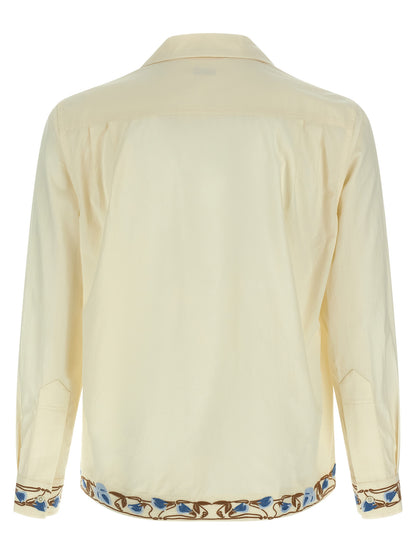 Shirt by BODE for men in cotton beige features an polished silhouette, showcasing a sophisticated lapel neckline and detail for a truly polished finish.