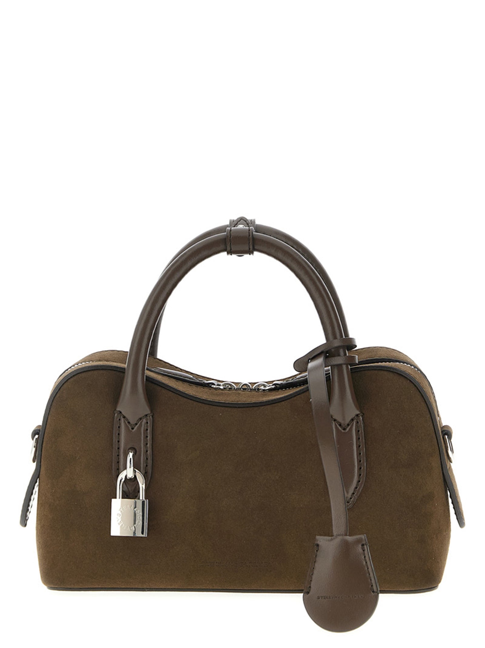 Handbag by Stella McCartney for women in polyester brown features a signature silhouette, showcasing a secure zipper and signature with versatile shoulder-strap, adjustable-strap & handle for a sophisticated look.