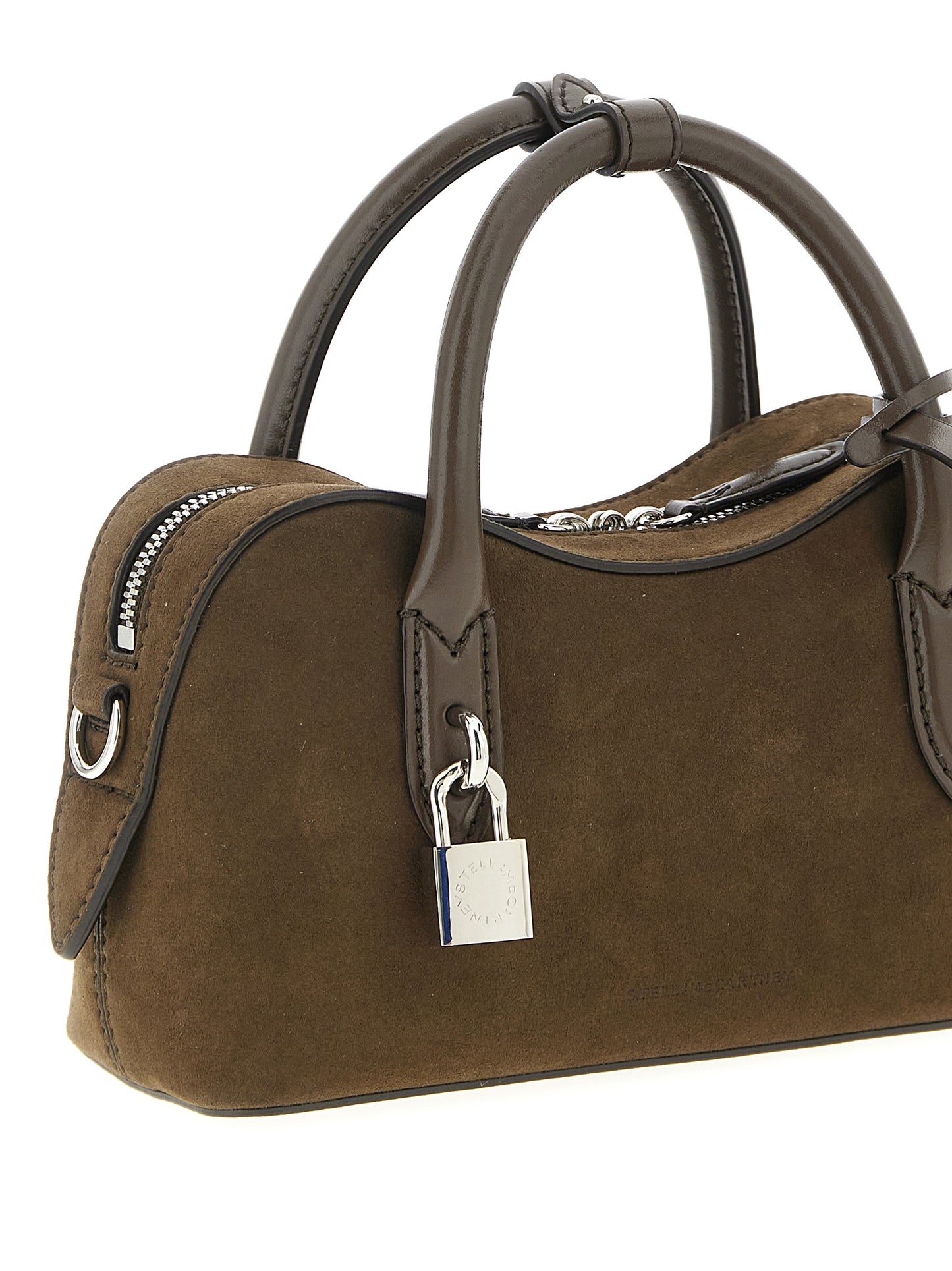 This Handbag by Stella McCartney for women in polyester and brown presents a sculptural silhouette featuring a secure zipper, ample , and versatile shoulder-strap, adjustable-strap & handle for a sculptural finish.