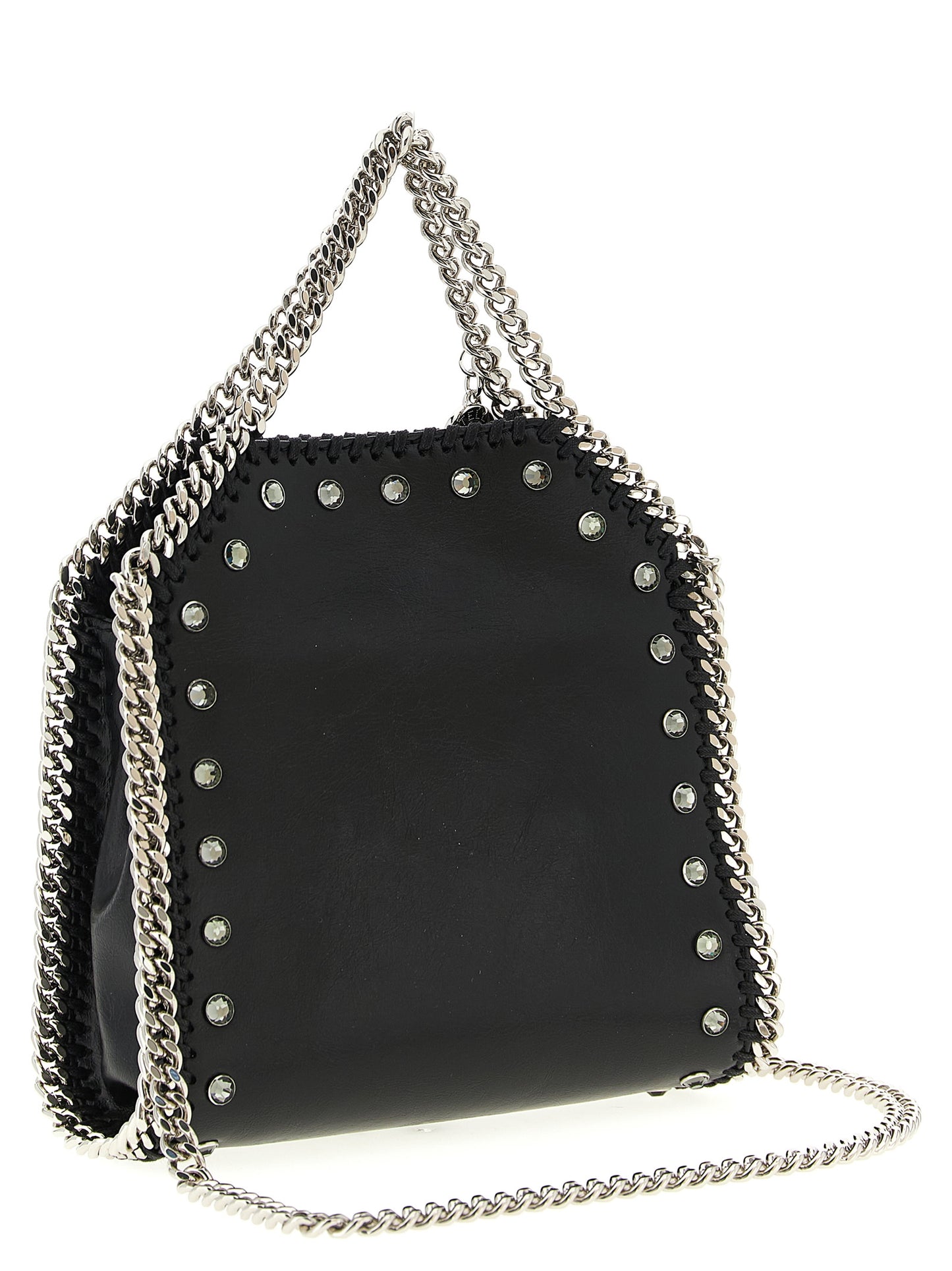 Handbag by Stella McCartney for women in exotic leather & crystal black features a refined silhouette, showcasing a secure magnetic, organized , and versatile shoulder-strap & handle for a refined finish.