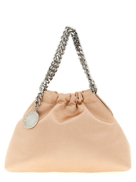 Mini Crossbody Drawstring Handbag by Stella McCartney for women in polyester rubber leather multicolor, pink & silver features an multi-faceted design with a secure drawstring & magnetic, ample , and versatile crossbody-strap, shoulder-strap & handle for a multi-faceted finish.