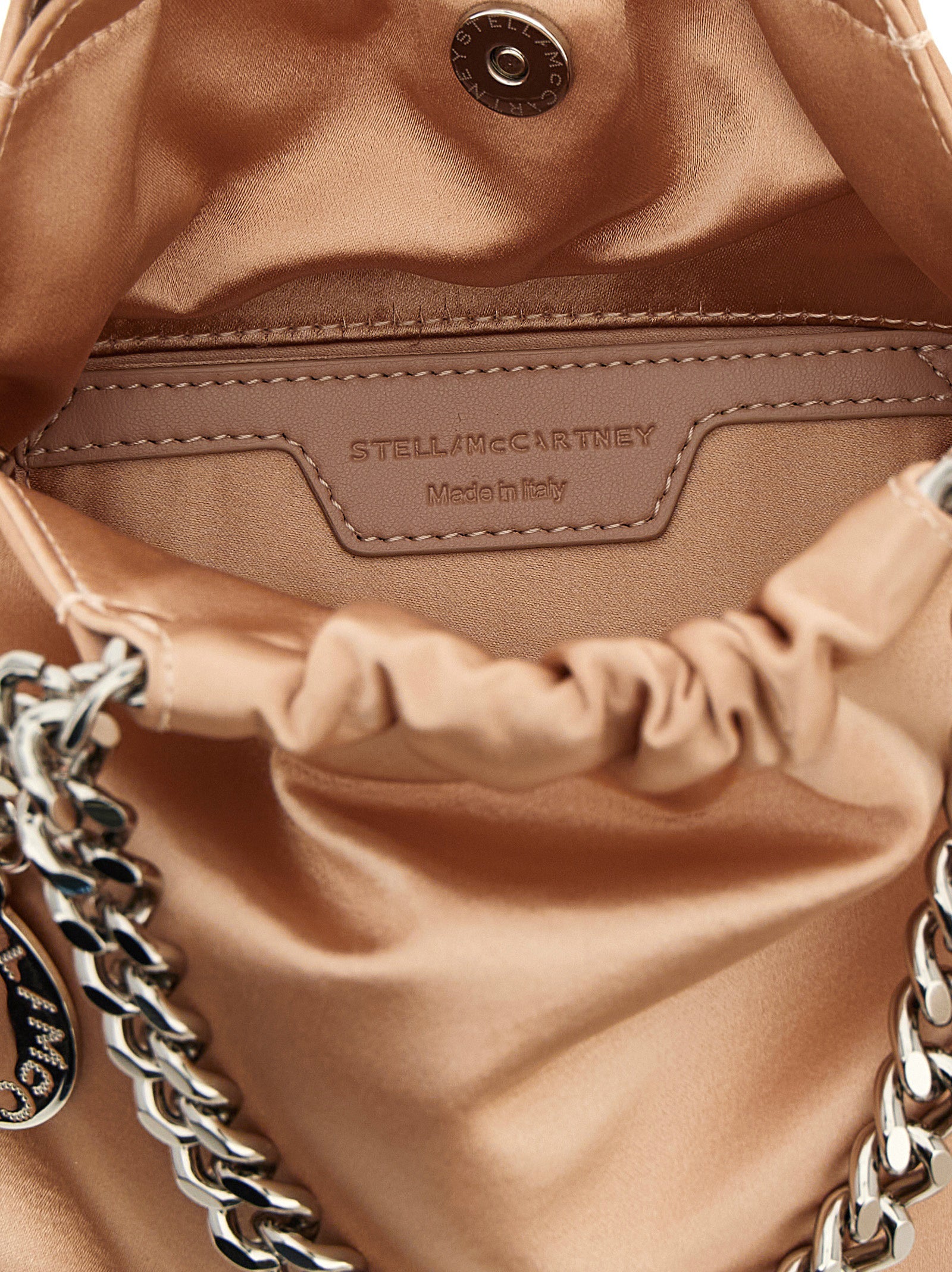 Mini Crossbody Drawstring Handbag by Stella McCartney for women in polyester rubber leather multicolor, pink & silver showcases a versatile sophistication silhouette, featuring a secure drawstring & magnetic, versatile sophistication , and versatile crossbody-strap, shoulder-strap & handle for a versatile sophistication finish.