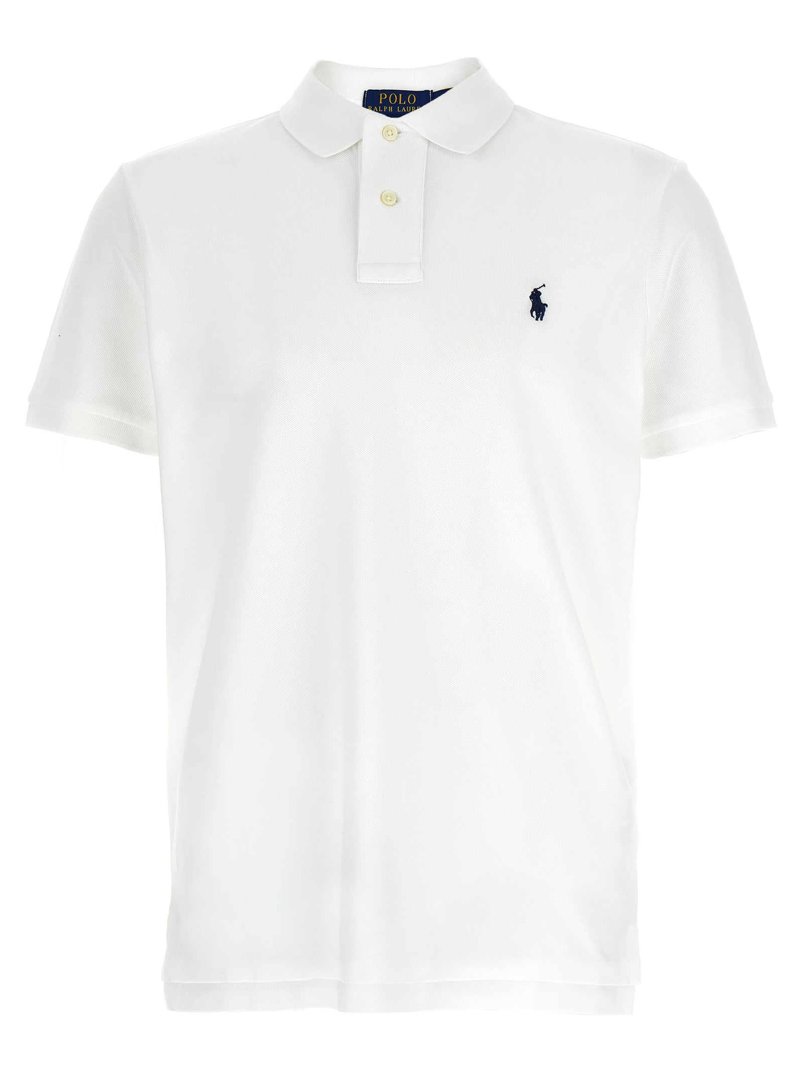 Polo Shirt by Polo Ralph Lauren for men in cotton white presents a distinguished silhouette, showcasing a sophisticated and distinguished short-sleeve for a truly distinguished finish.