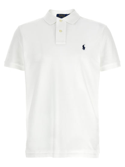 Polo Shirt by Polo Ralph Lauren for men in cotton white presents a distinguished silhouette, showcasing a sophisticated and distinguished short-sleeve for a truly distinguished finish.