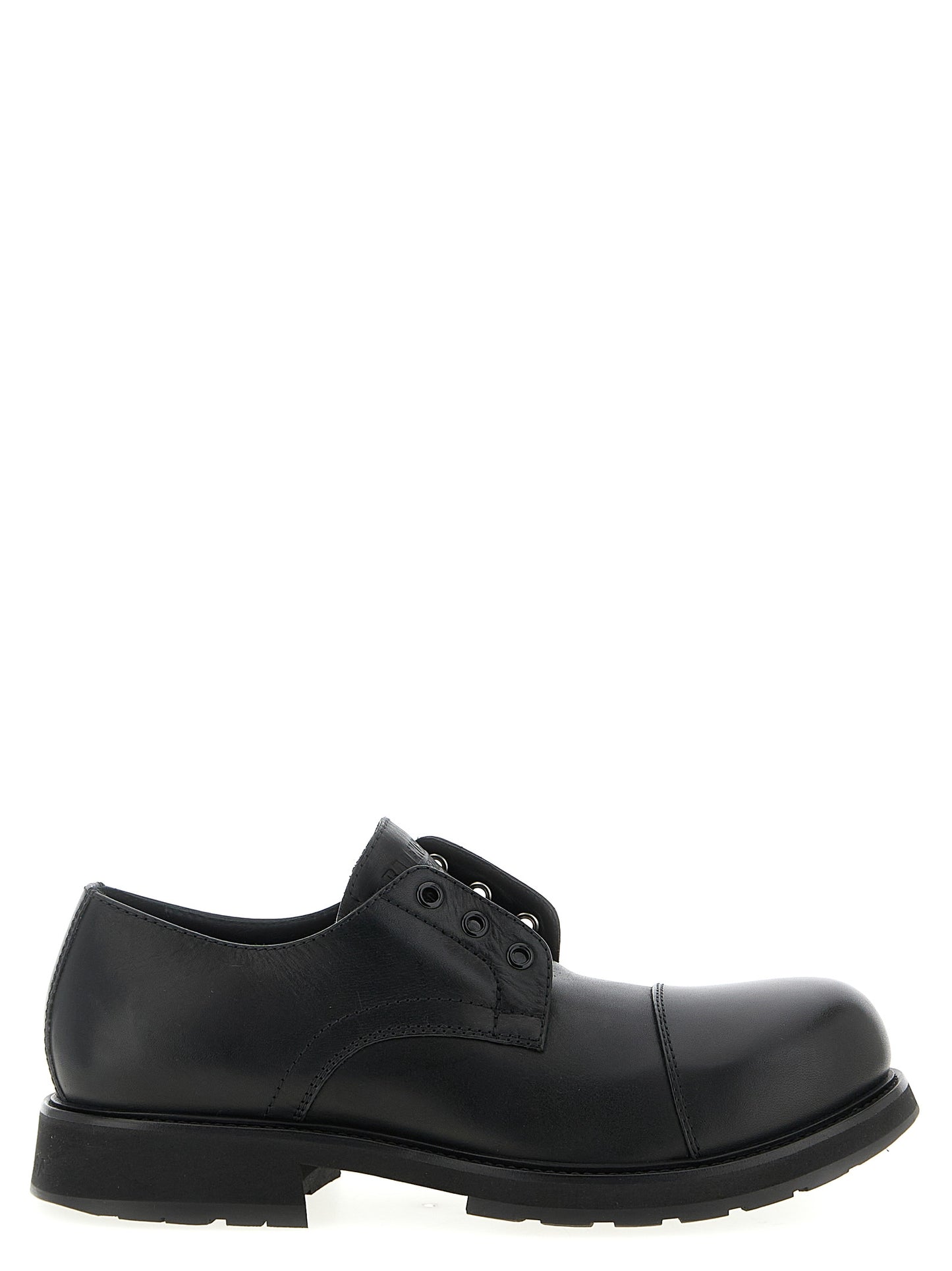 Balenciaga Black Bull Skin Slip-On Loafers