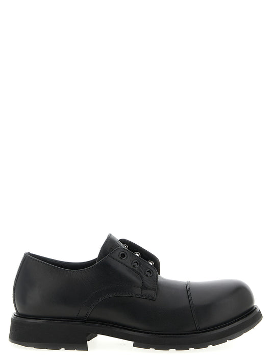 Balenciaga Black Bull Skin Slip-On Loafers