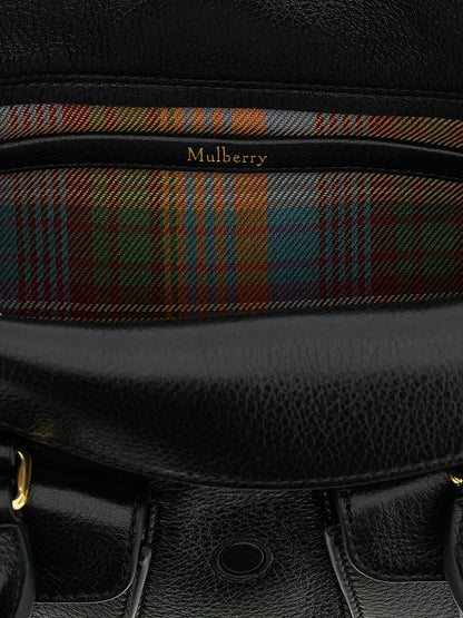 Mini Flap Handbag by Mulberry for women in calfskin leather black features an refined silhouette, showcasing a secure flap & magnetic, ample , and versatile shoulder-strap, adjustable-strap & handle for a sophisticated refined aesthetic.