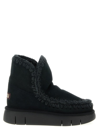Mou Women's Suede Lamb Leather & Fur Ankle Boots - Black