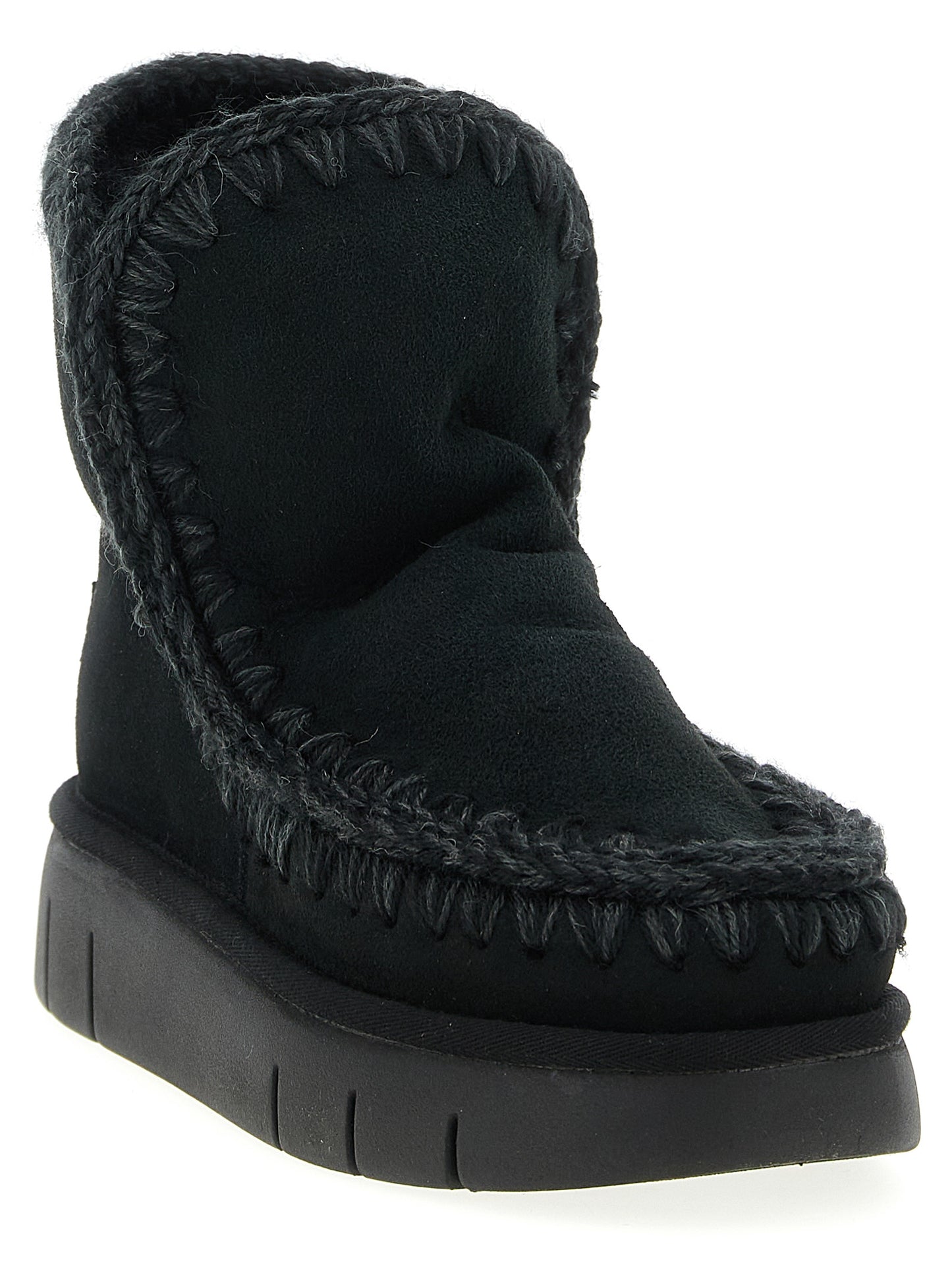 Mou Women's Suede Lamb Leather & Fur Ankle Boots - Black