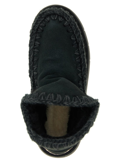 Mou Women's Suede Lamb Leather & Fur Ankle Boots - Black