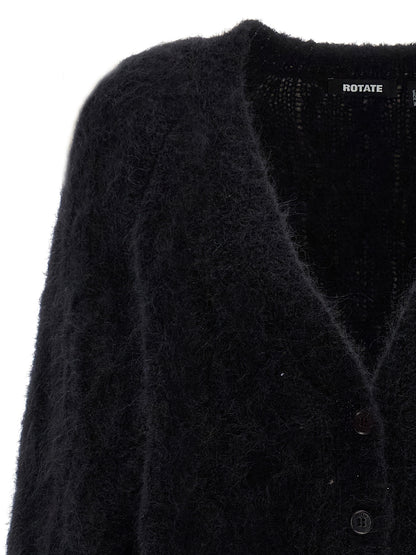 Cardigan by ROTATE BIRGER CHRISTENSEN for women in polyamide leather & alpaca wool black & patterned features an crisp silhouette, showcasing a sophisticated v-neck neckline and detail for a truly crisp finish.