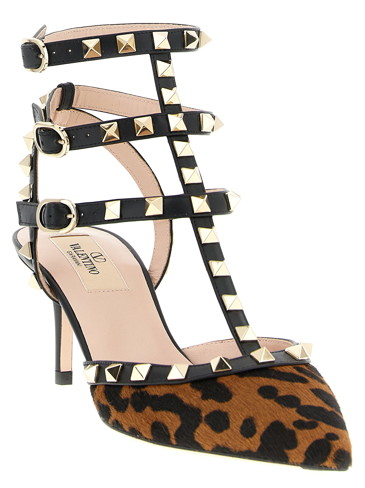 Mid-Heel Pumps Heels by Valentino Garavani for women in bos taurus calfskin leather animal, multicolor & print features an captivating silhouette, showcasing the elegant Rockstud Women's Bos Taurus Calfskin Leather Mid-Heel Pumps Heels design with a mid-heel and a sophisticated pointed toe style.