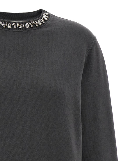Activewear Sweatshirt by Golden Goose for women in cotton & crystal gray features an streamlined silhouette, showcasing the streamlined crew neckline and with functional for a premium, athletic look.