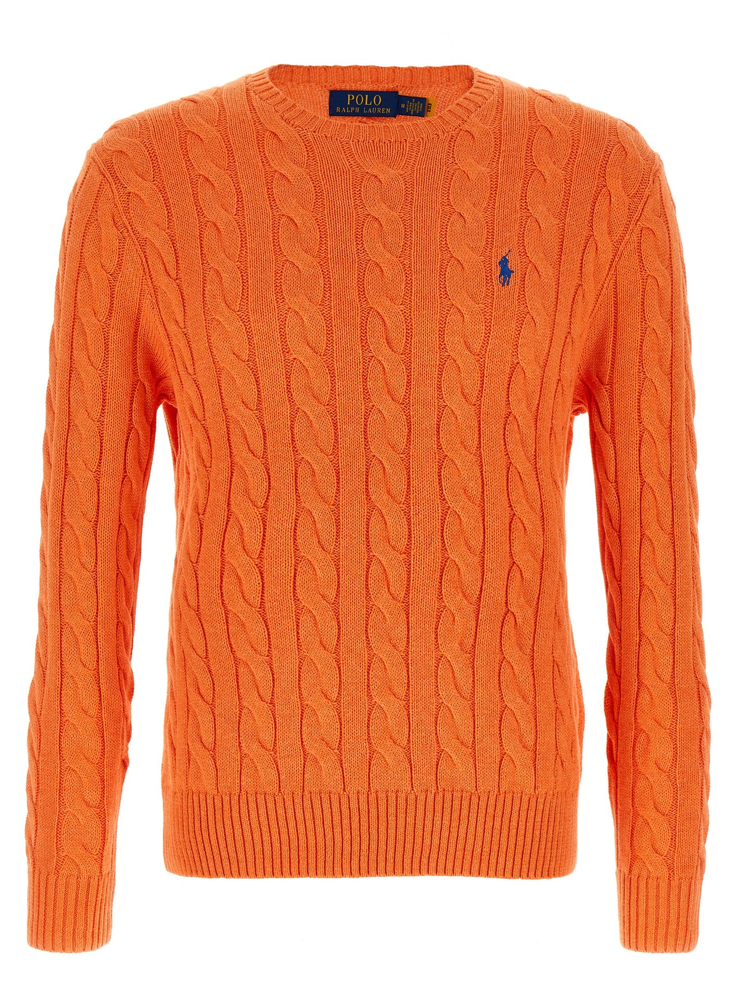 Cardigan by Polo Ralph Lauren for men in cotton orange showcases a luxurious silhouette, meticulously detailed with a sophisticated crew neckline and for a refined finish.