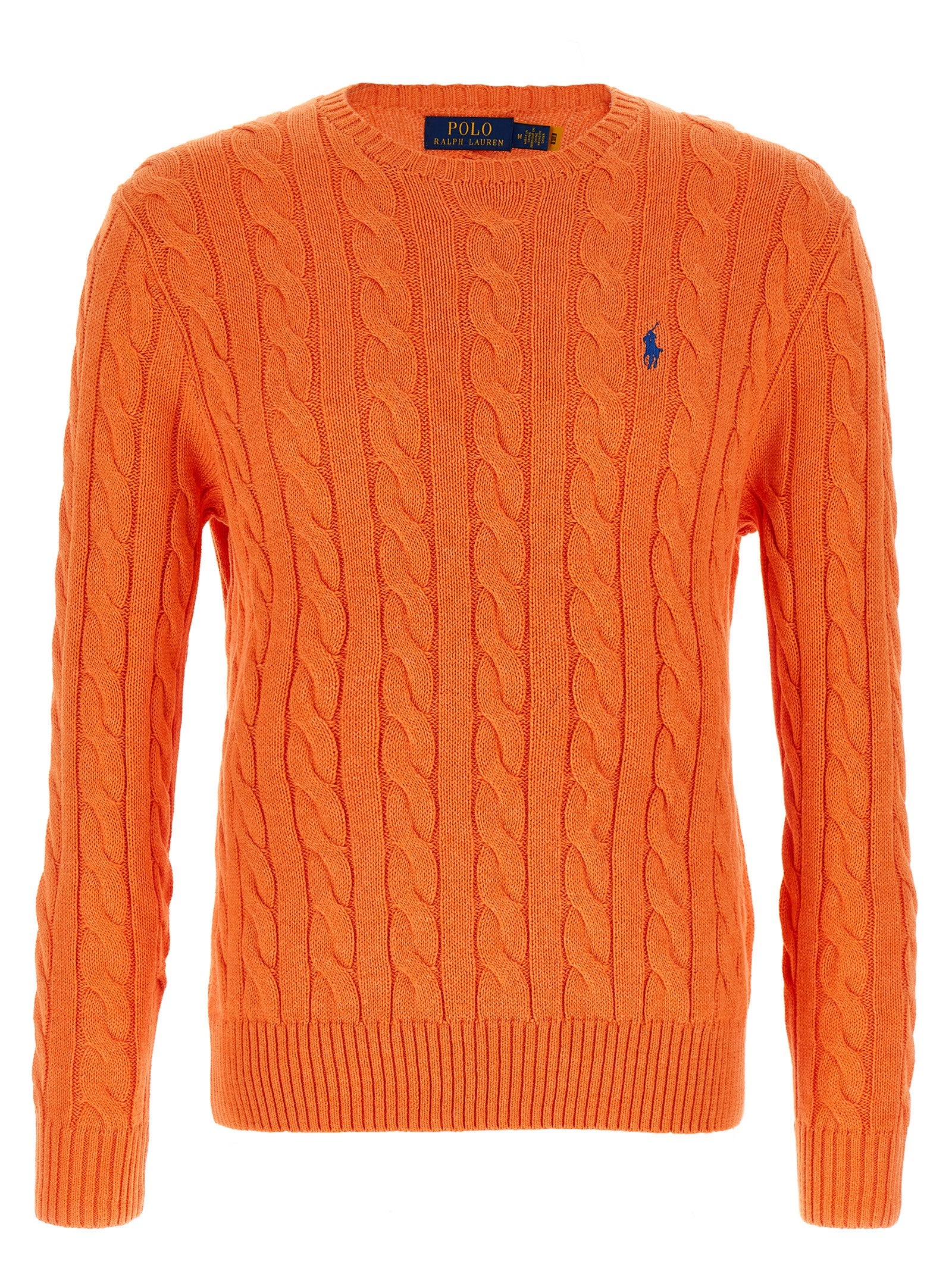 Cardigan by Polo Ralph Lauren for men in cotton orange showcases a luxurious silhouette, meticulously detailed with a sophisticated crew neckline and for a refined finish.