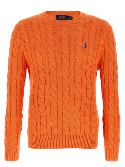 Cardigan by Polo Ralph Lauren for men in cotton orange showcases a luxurious silhouette, meticulously detailed with a sophisticated crew neckline and for a refined finish.