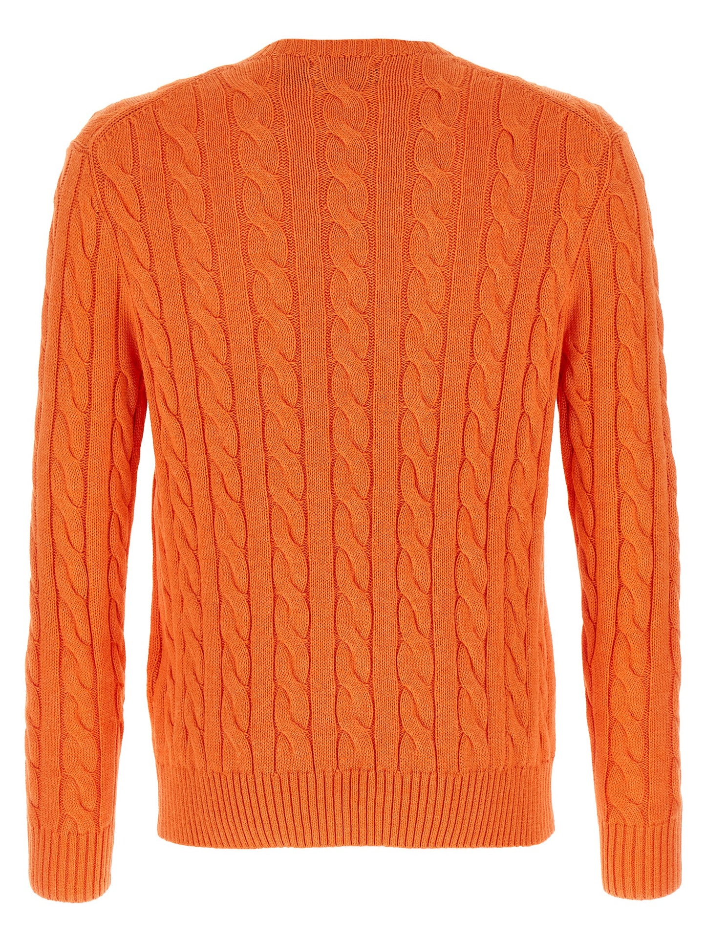 Cardigan by Polo Ralph Lauren for men in cotton orange features a nuanced silhouette with a refined crew neckline and nuanced detailing for a sophisticated look.
