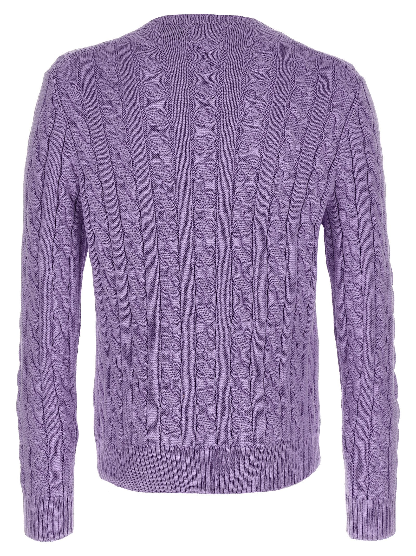 Cardigan by Polo Ralph Lauren for men in cotton purple features an impeccable silhouette, showcasing a sophisticated crew neckline and detail for a truly impeccable finish.