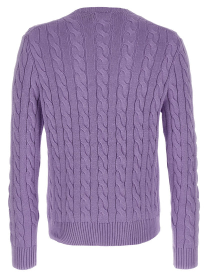 Cardigan by Polo Ralph Lauren for men in cotton purple features an impeccable silhouette, showcasing a sophisticated crew neckline and detail for a truly impeccable finish.