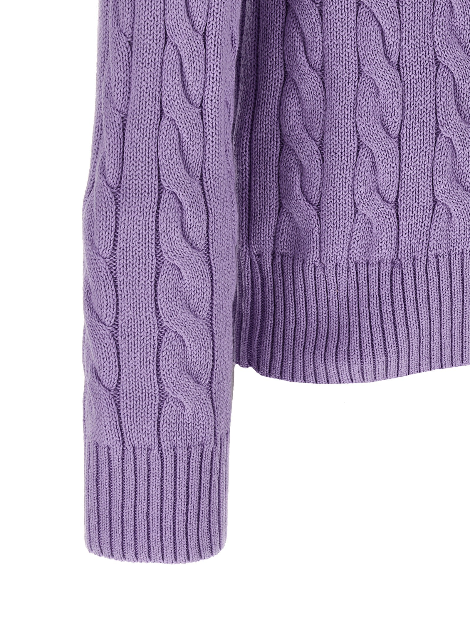 Cardigan by Polo Ralph Lauren for men in cotton purple features a dramatic silhouette, showcasing a sophisticated crew neckline and dramatic detail for a timeless, premium look.