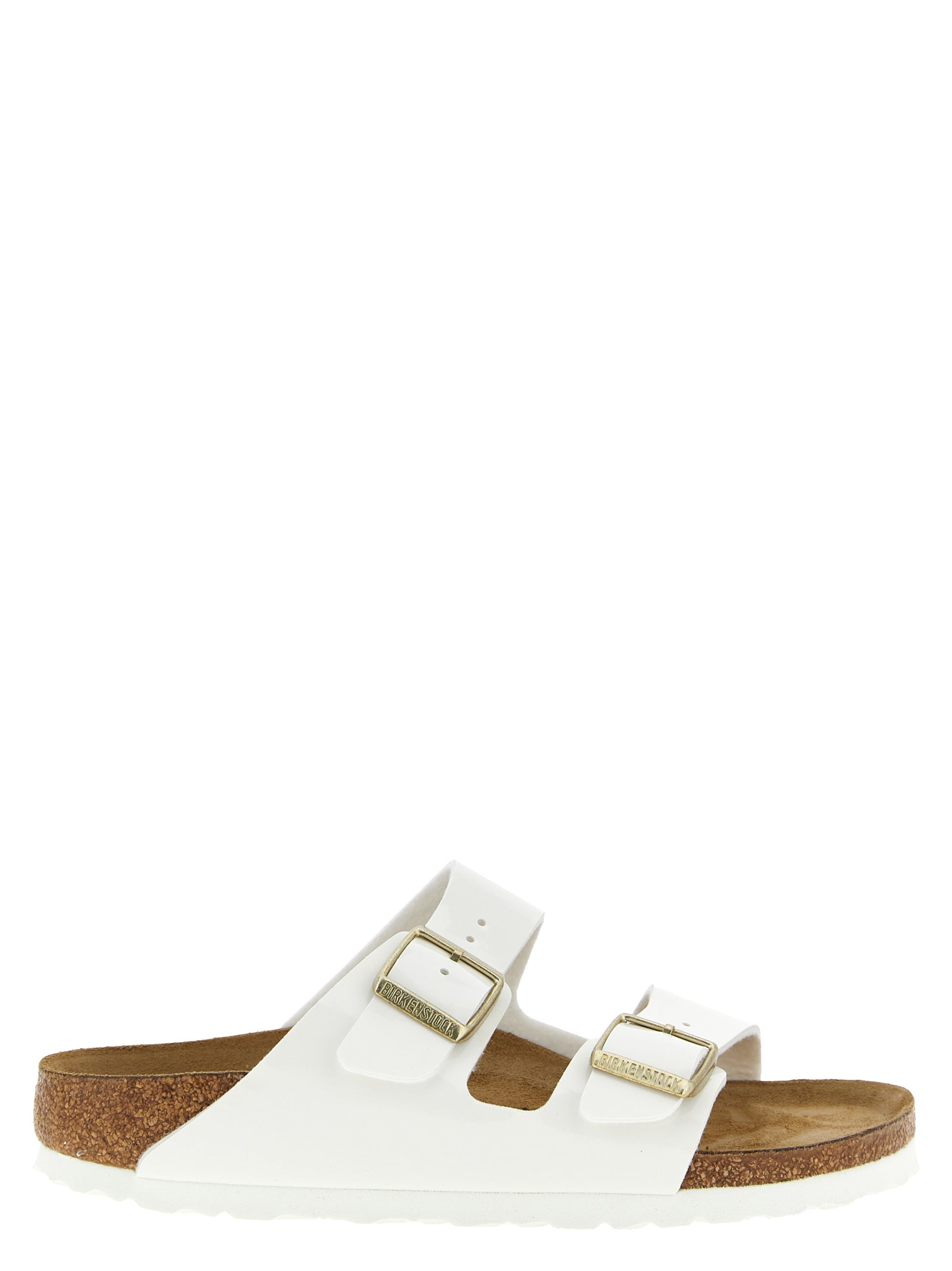 Sliders Sandals Flat Shoes by Birkenstock for women in eva suede leather & cork white features an captivating silhouette, showcasing the captivating style of the Women's EVA Suede Leather & Cork Sliders Sandals Flat Shoes with its distinct and refined .