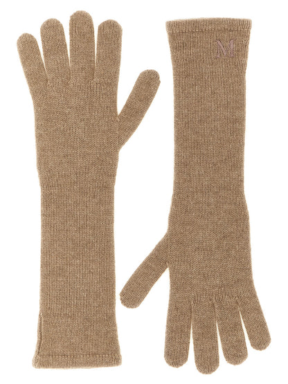 Gloves by Max Mara for women in cashmere beige & monogram presents a distinguished silhouette, artfully detailed with distinguished and a refined gloves for a premium, sophisticated look.