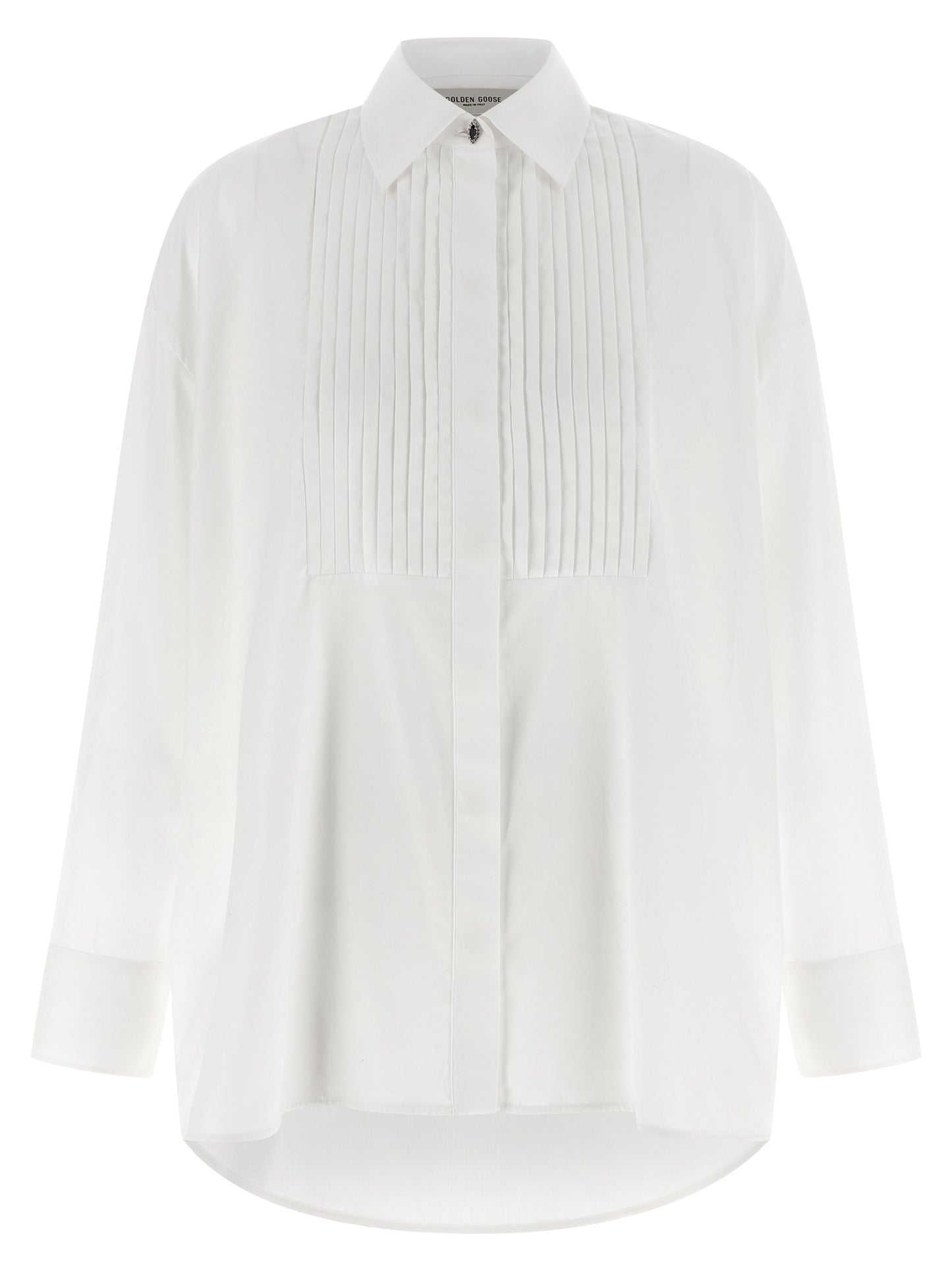 Blouse by Golden Goose for women in cotton pearl & white presents a discerning silhouette, showcasing a sophisticated asymmetric neckline and for a truly discerning finish.