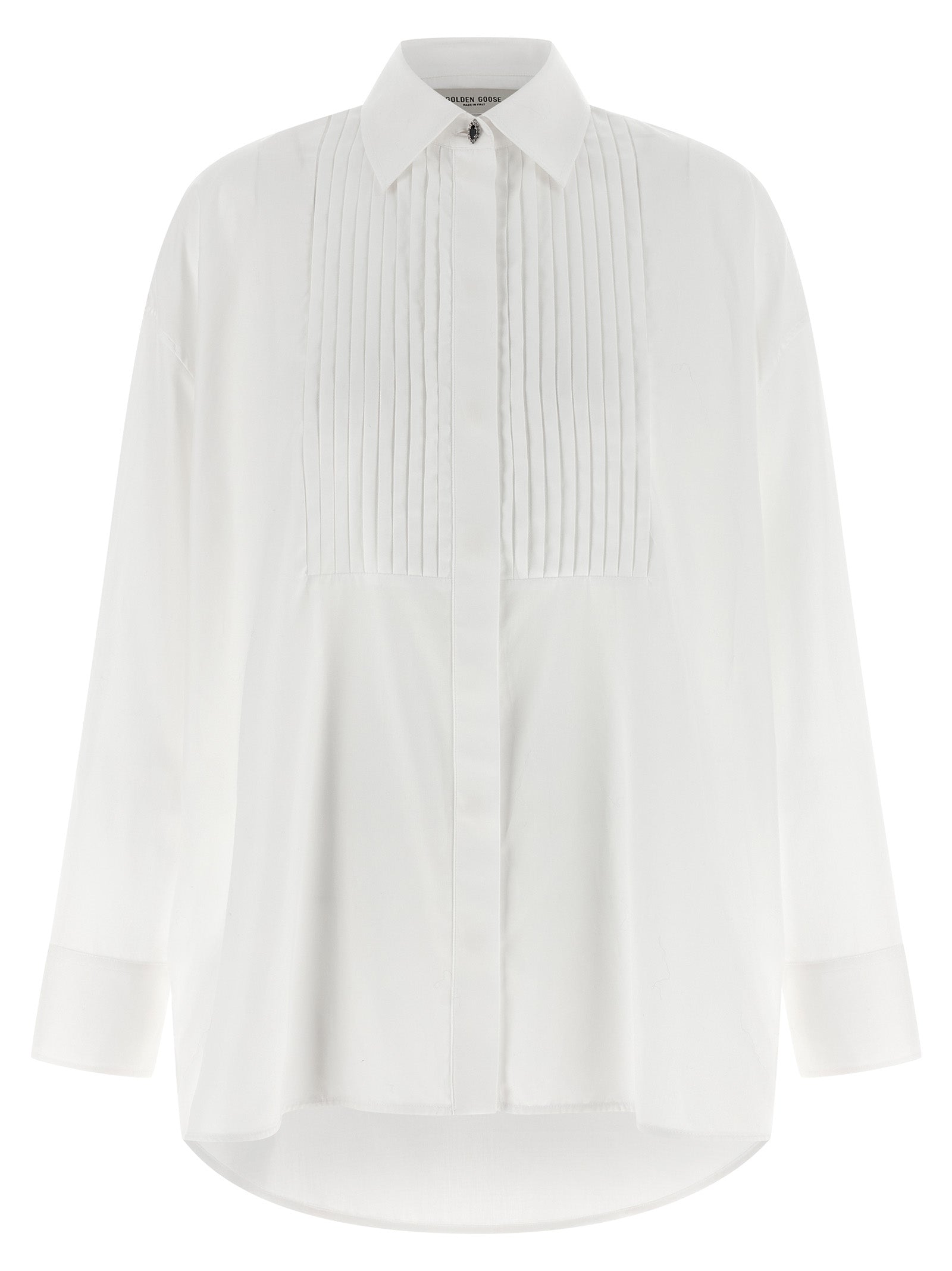 Blouse by Golden Goose for women in cotton pearl & white presents a discerning silhouette, showcasing a sophisticated asymmetric neckline and for a truly discerning finish.