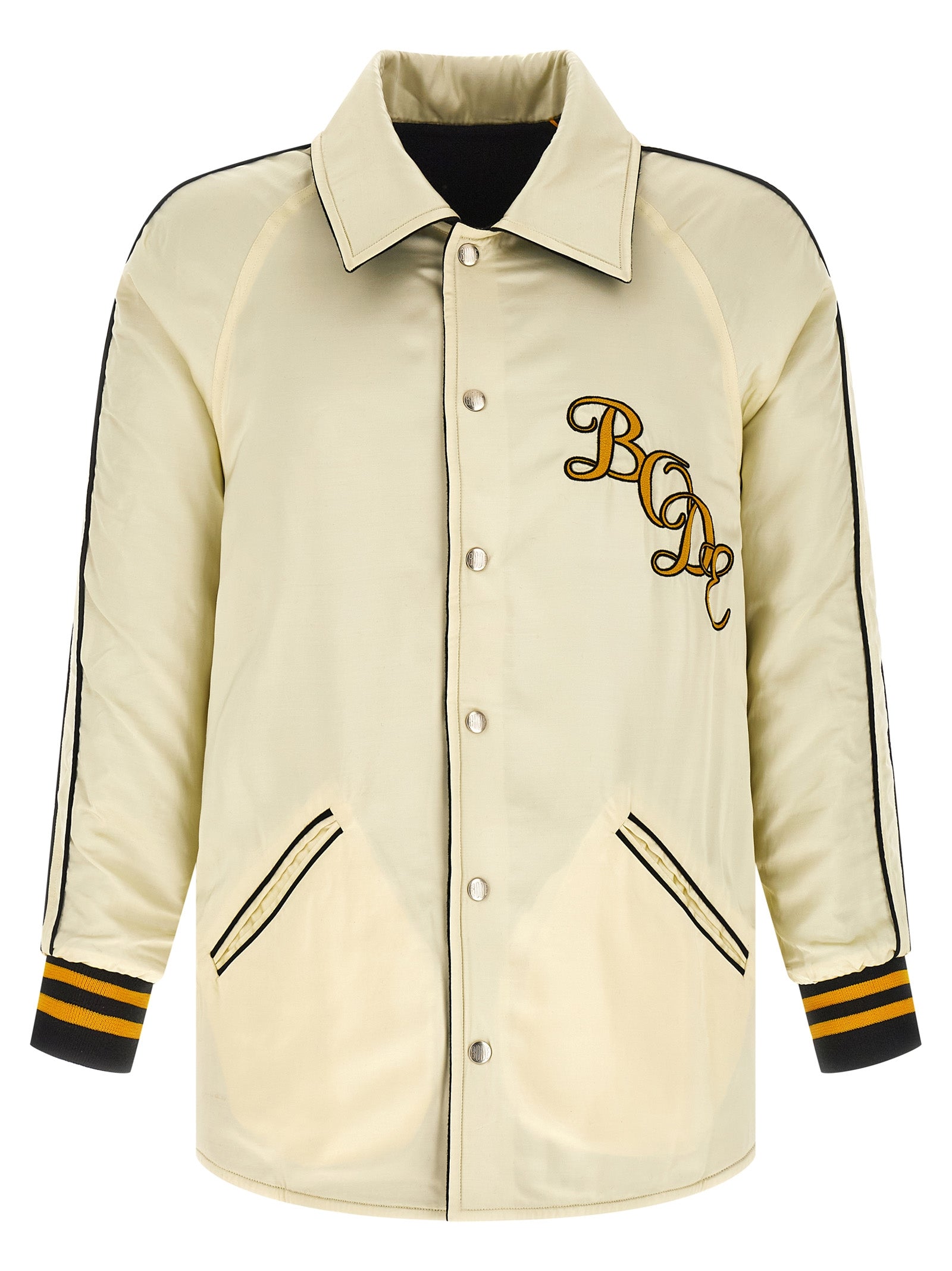 This Jacket by BODE for men in satin wool multicolor & monogram showcases a magnificent silhouette, meticulously crafted with a distinctive shirt-collar neckline and functional pockets for a magnificent finish.