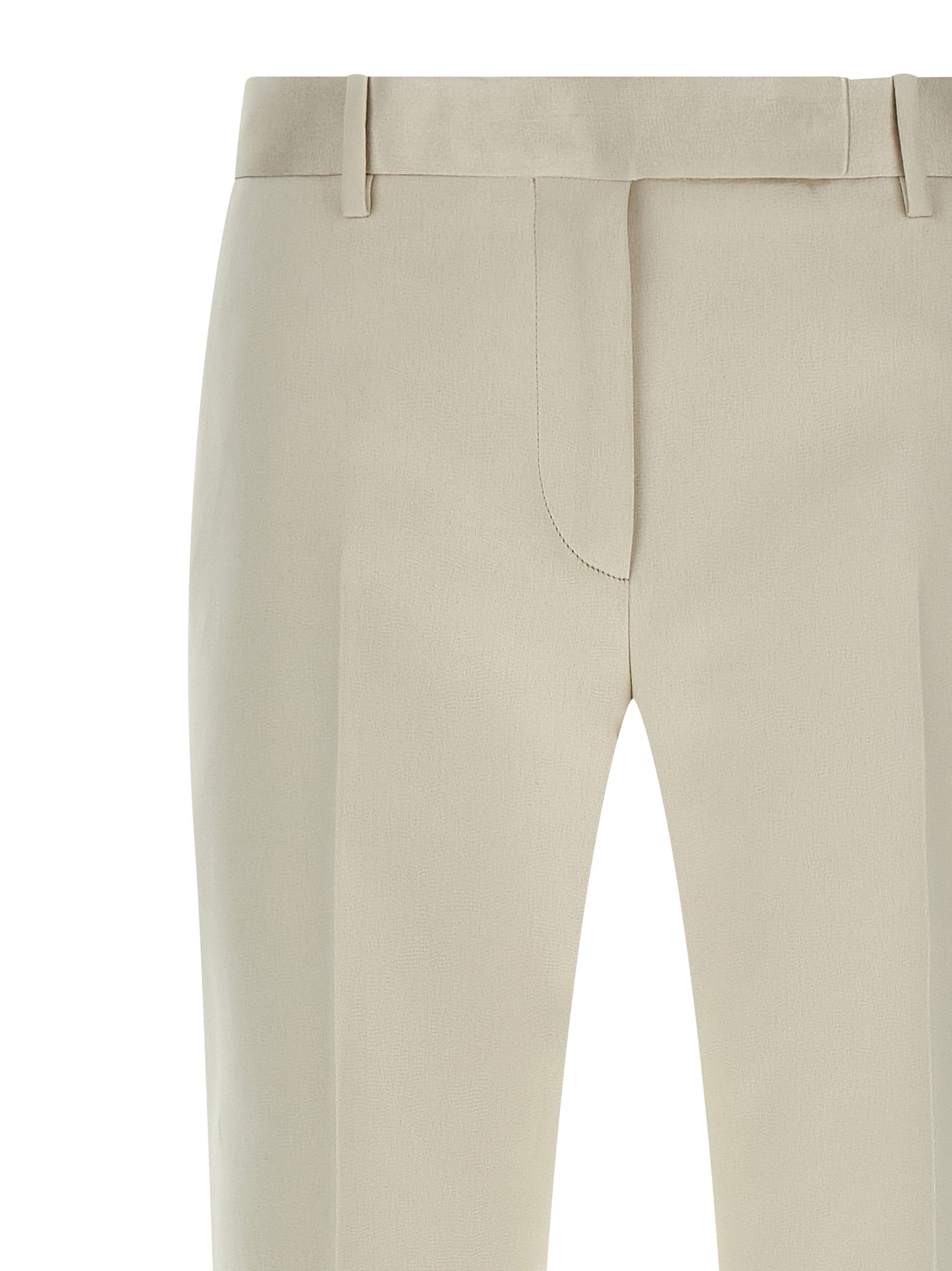 Trousers by Tom Ford for women in cotton & silk beige features a artisanal silhouette, showcasing a sophisticated straight-leg with a long and for a artisanal finish.