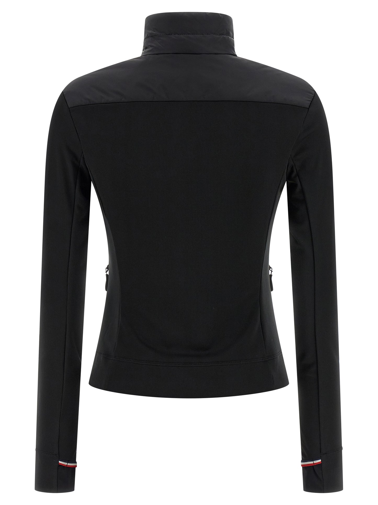 Cardigan by Moncler Grenoble for women in nylon & silicone black presents a textural silhouette, artfully finished with a textural high-neck neckline and for a sophisticated, textural look.