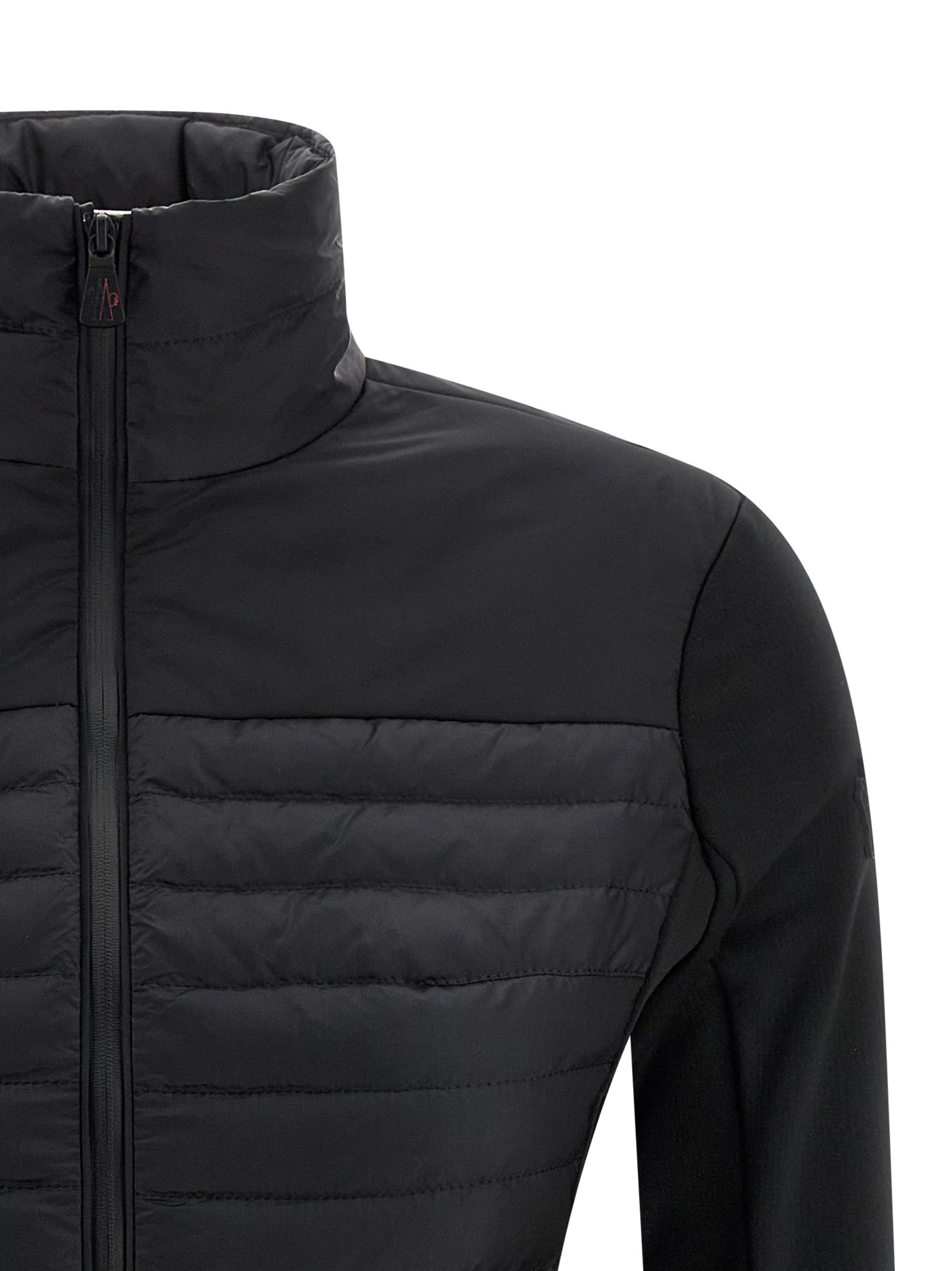Cardigan by Moncler Grenoble for women in nylon & silicone black features an impeccable silhouette, showcasing a sophisticated high-neck neckline and detail for a truly impeccable finish.