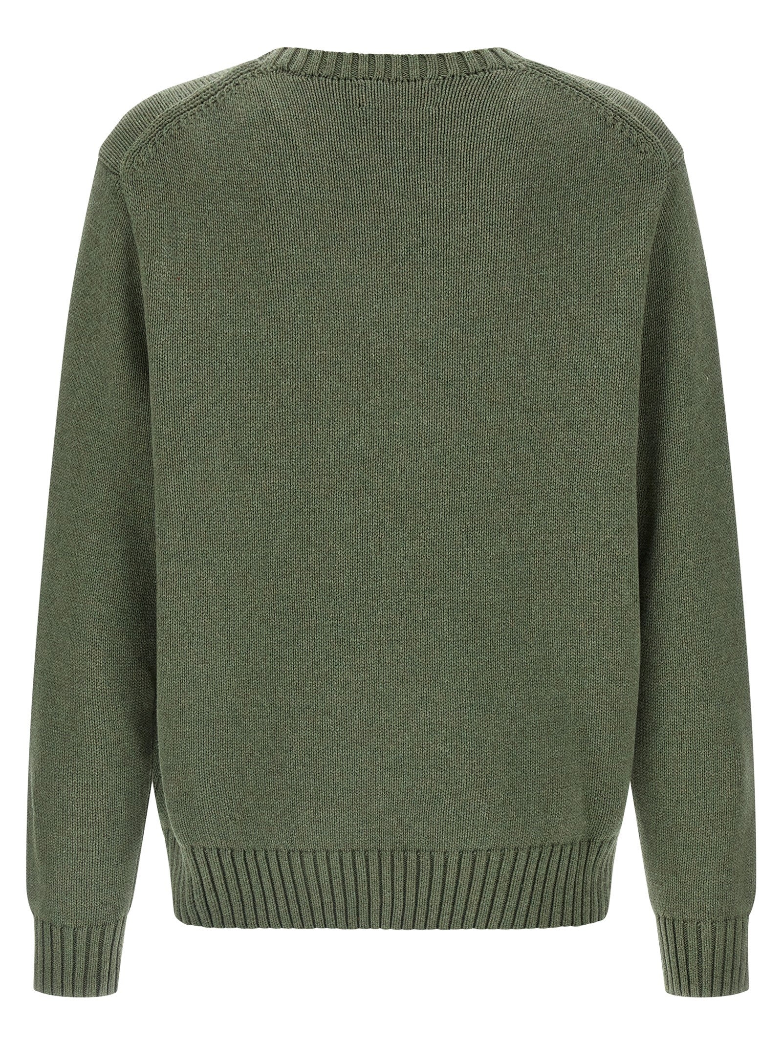 Cardigan by Polo Ralph Lauren for men in wool cotton twill bicolour & green showcases a luxurious silhouette, meticulously detailed with a sophisticated crew neckline and for a refined finish.