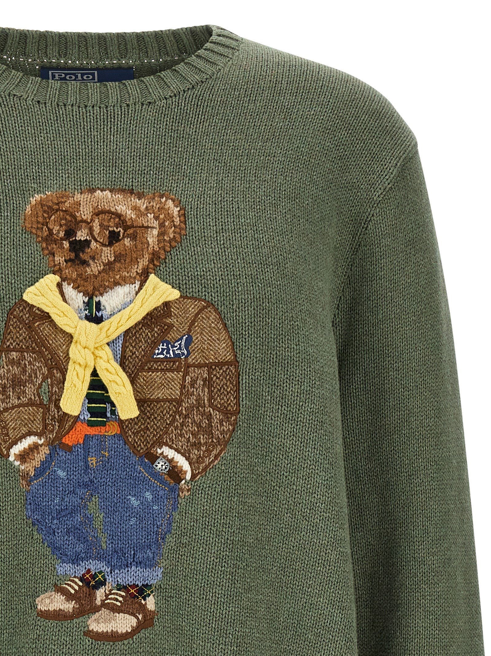 Cardigan by Polo Ralph Lauren for men in wool cotton twill bicolour & green features an impeccable silhouette, showcasing a sophisticated crew neckline and detail for a truly impeccable finish.