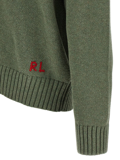 Cardigan by Polo Ralph Lauren for men in wool cotton twill bicolour & green features a nuanced silhouette with a refined and nuanced detailing for a sophisticated look.