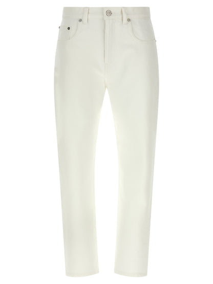 Jeans by Victoria Beckham for women in cotton denim white features a refined silhouette with a refined straight-leg & cropped, defined by a high rise and a refined cropped for a refined finish.