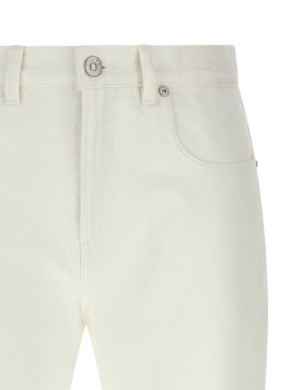 Jeans by Victoria Beckham for women in cotton denim white features an refined tailoring silhouette, showcasing a premium straight-leg & cropped with a high rise and cropped cut for a refined tailoring look.