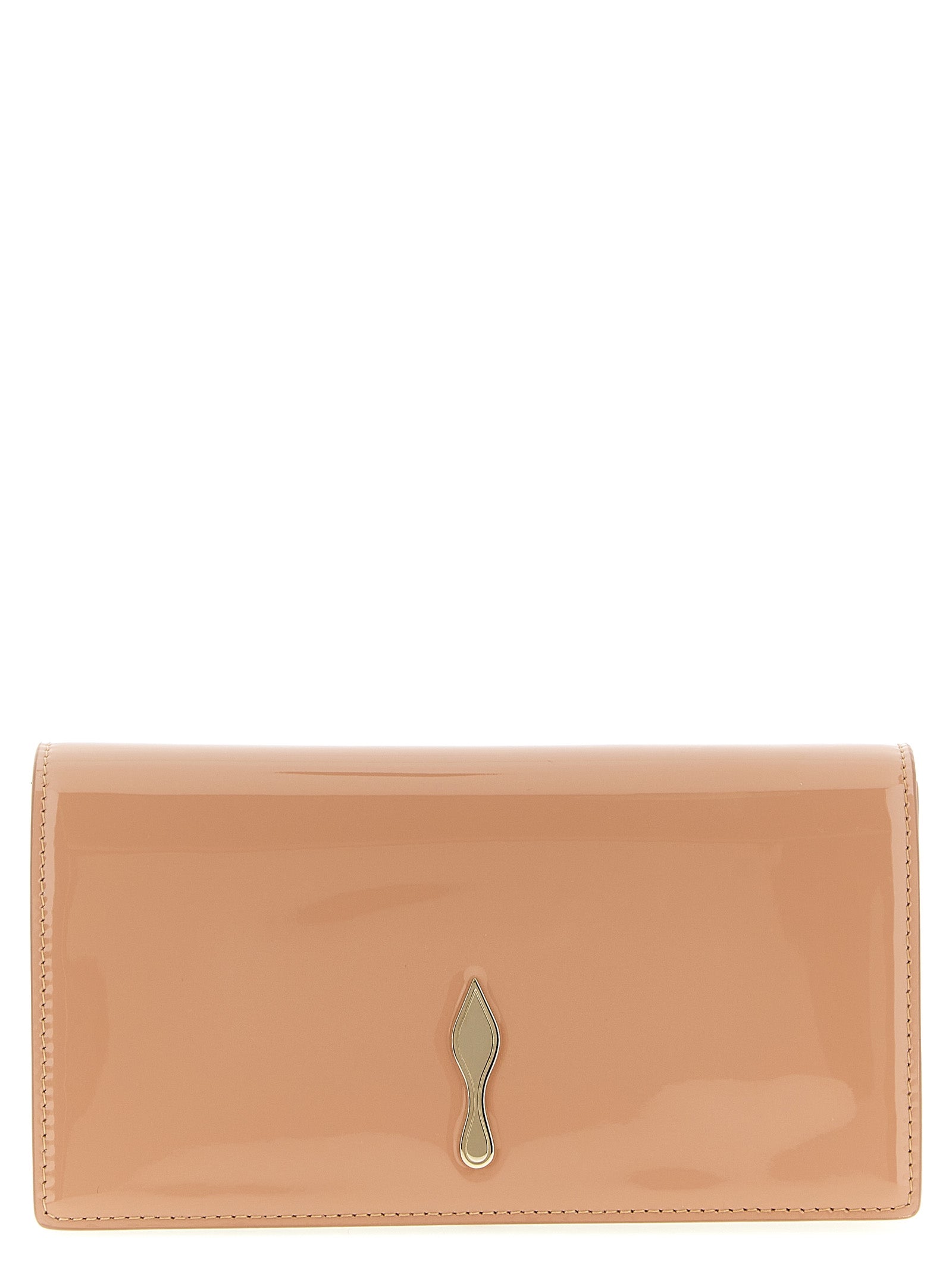 Flap Clutch Handbag by Christian Louboutin for women in calfskin leather multicolor, pink & signature features an sculptural silhouette, showcasing a secure flap & magnetic and sculptural with versatile shoulder-strap for a sophisticated look.
