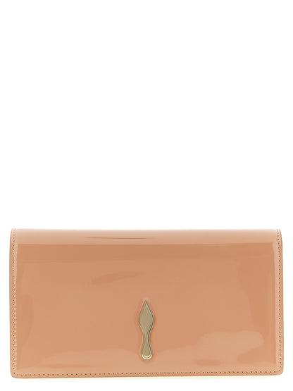 Flap Clutch Handbag by Christian Louboutin for women in calfskin leather multicolor, pink & signature features an sculptural silhouette, showcasing a secure flap & magnetic and sculptural with versatile shoulder-strap for a sophisticated look.