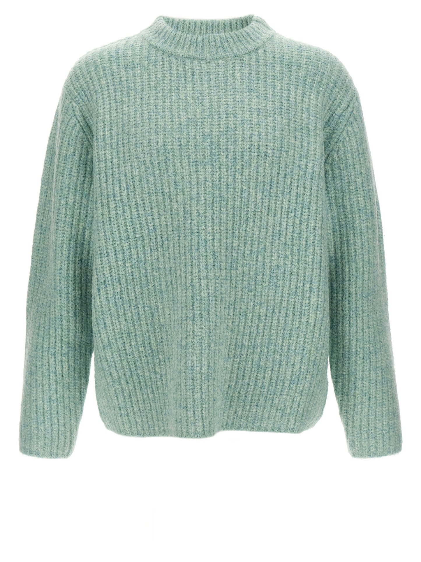 Cardigan by SÉFR for men in cashmere & marabou wool light-blue presents a textural silhouette, artfully finished with a textural crew neckline and for a sophisticated, textural look.