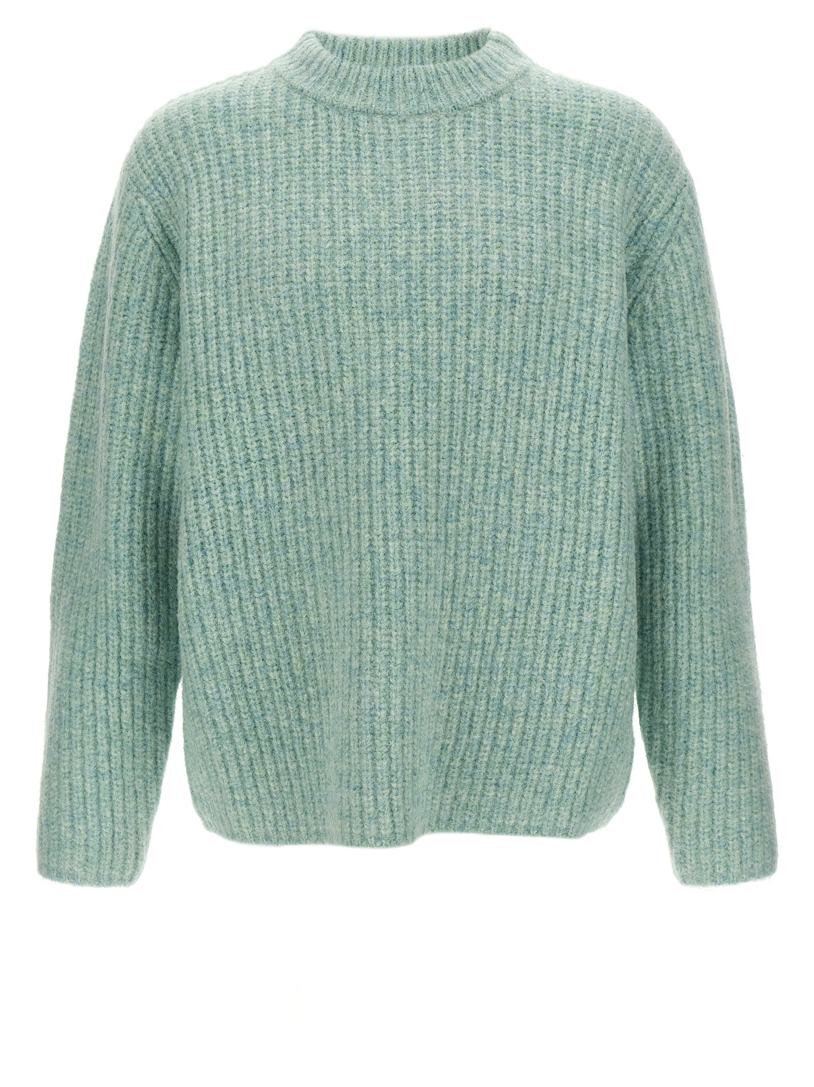 Cardigan by SÉFR for men in cashmere & marabou wool light-blue presents a textural silhouette, artfully finished with a textural crew neckline and for a sophisticated, textural look.