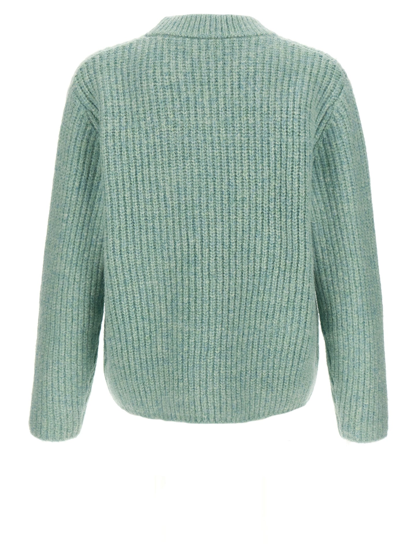 Cardigan by SÉFR for men in cashmere & marabou wool light-blue features a nuanced silhouette with a refined crew neckline and nuanced detailing for a sophisticated look.
