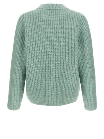 Cardigan by SÉFR for men in cashmere & marabou wool light-blue features a nuanced silhouette with a refined crew neckline and nuanced detailing for a sophisticated look.
