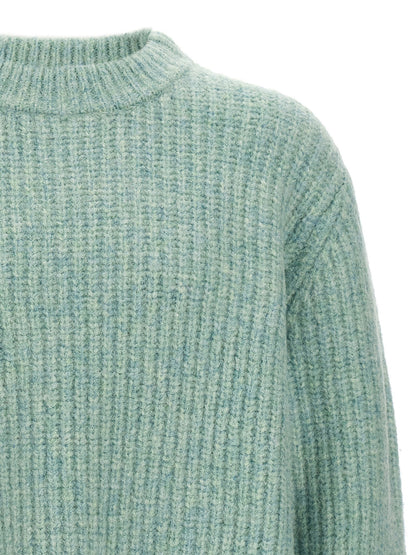 Cardigan by SÉFR for men in cashmere & marabou wool light-blue showcases a captivating silhouette, artfully detailed with a captivating and crew neckline for a truly sophisticated captivating look.