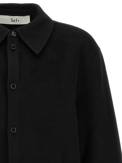 Shirt by SÉFR for men in cashmere virgin wool black presents a discerning silhouette, showcasing a sophisticated and for a truly discerning finish.