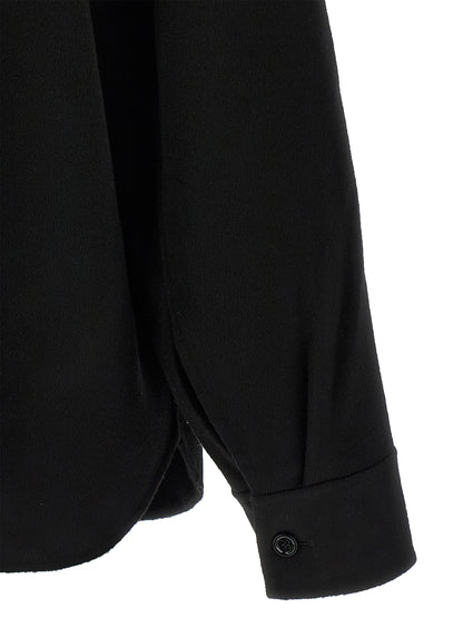 Shirt by SÉFR for men in cashmere virgin wool black features an architectural silhouette with a refined and elegant for a architectural look.