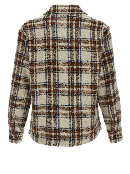 Shirt by SÉFR for men in marabou acrylic virgin wool multicolor, pearl & patterned showcases a sleek silhouette, elegantly detailed with a sleek v-neck neckline and for a sleek finish.